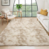 Garvee 8x10 Shag Area Rug Plush Faux Fur Carpet Non-Skid Cozy Thick Indoor Home Decor Gray - Tie-Dyed Beige