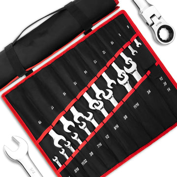 Garvee 20-Piece Ratcheting Combination Wrench Set, Fixed Head &72 Teeth, SAE 1/4-3/4"& Metric 6-19mm, Chrome Vanadium Steel with Storage Bag