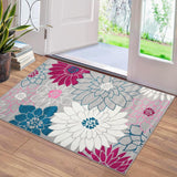 Garvee Washable Area Rug 2x3 Entry Rug Soft Modern Floral Carpet Small Rugs Non Slip Door Mat Boho Rug Moroccan Accent Throw Rug Floor Carpet for Bedroom Kitchen Entryway Bathroom - Light Gray