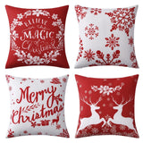 Garvee Christmas Decorative Pillow Covers 4 pcs 18×18 Inches Red/White Velvet Xmas Tree Snowflake Deer Pillow Cases for Home Decor - Red Snowflake
