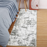 Garvee Abstract Grey-Green 2x6 Kitchen Washable Runner Rugs Hallway Rug Distressed Area Rugs Living Room Rug Modern Abstract Bedroom Rug Vintage Rug Low Pile Laundry Rug Green Non Slip Floor Cover - Gray-Green