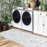 Garvee 8x10 Area Rugs for Bedroom Washable Rugs Boho Rug for Living Room Vintage Rug Non Slip Carpet Floral Throw Rugs Large Rug Stain Resistant Office Rug Classroom Rug 8'x10' Light Grey - Gray