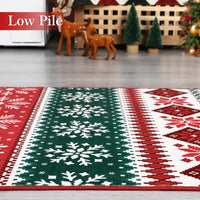 Garvee Christmas Area Rug 9x12 Farmhouse Non Slip Stain Resistant Soft Low Pile Red & Green Holiday Decor for Living Room Bedroom Kitchen