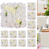 Garvee 3D Rose Wall Panels Floral Pattern Set of 12 Silk Fabric Flexible Mesh Frame Wedding Party Decor Indoor Outdoor Use 38x38cm - Blanc