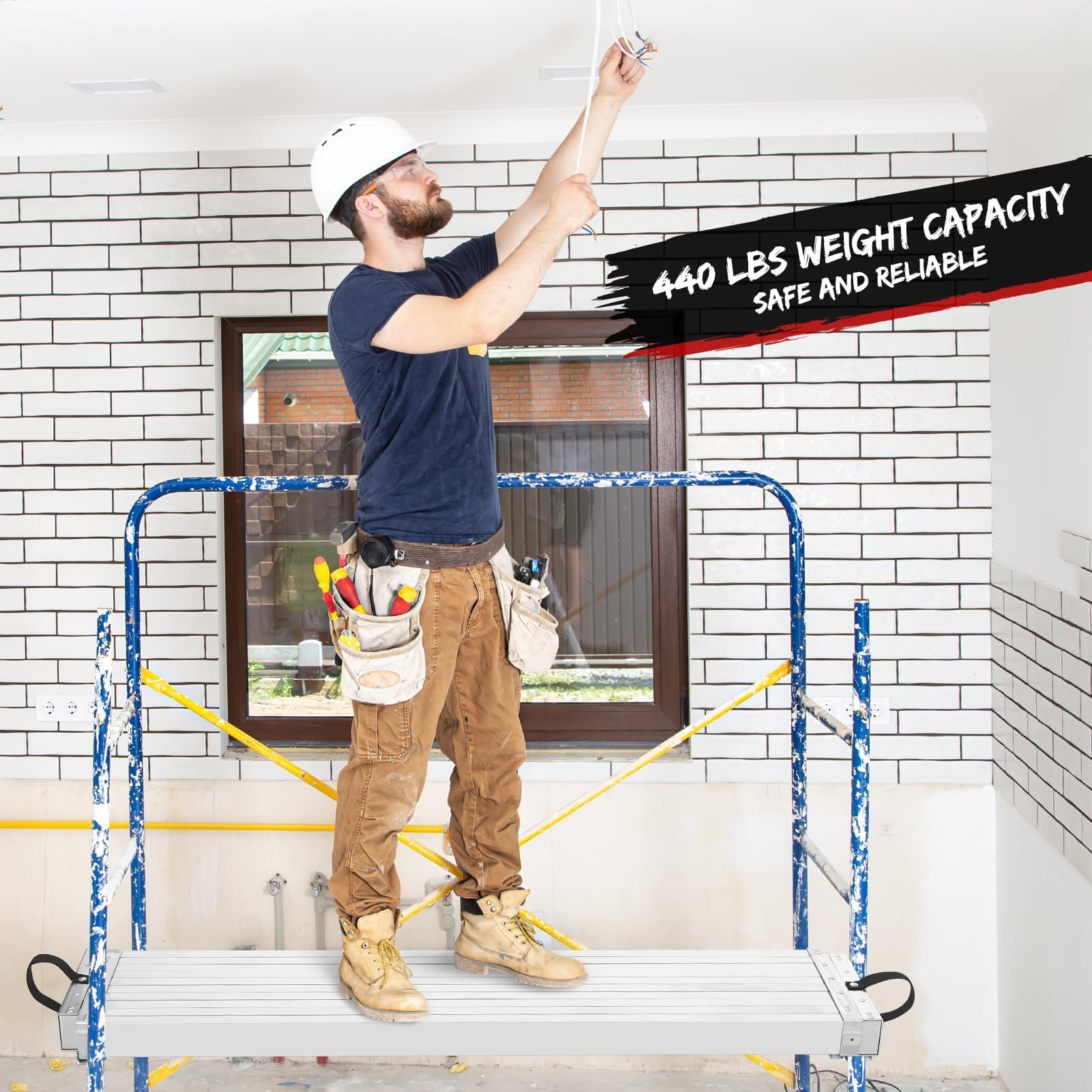 GAOMON Aluminum Telescoping Work Plank – 6 To 9 Ft, 440 Lbs Capacity, Skid-Proof Surface, 12.5" Wide, For Ladder & Scaffold Use