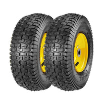 Garvee 16x6.50-8 Lawn Mower Tires with Rim (Fit Most John Deere), 3" Offset Hub, 3/4" Bearing, 16x6.5-8 Tractor Turf Tire, 4 Ply Tubeless, 615lbs Capacity, Set of 2 (Not Fit 130/X300R/X530/LA175)