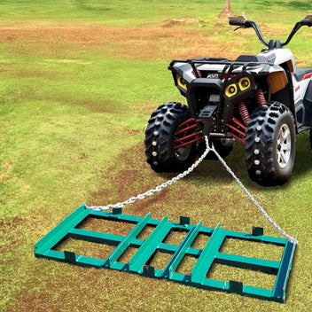 Garvee 6FT Drag Harrow Driveway Grader, Heavy Duty Power Rake w/ 6 Ft Chain, Tow Behind Lawn Rake for Atv, Utv, Tractor, Mower, Land Leveler for Gravel, Sand, Soil, Hay