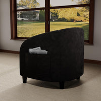 Garvee Accent Chair Club Chair Cozy Armrest Upholstered Velvet Barrel Chair with Solid Legs for Living Room Bedroom Study Waiting Room, Black