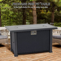 44 Inch Propane Fire Pit Table 50000BTU Rectangle Table