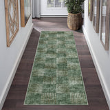 Garvee Sage Green 2x6 Runner Rug Washable Modern Abstract Hallway Rug, Non-Slip Stain Resistant Area Rug Farmhouse Checkered Kitchen Rug Floor Cover Carpet for Doorway Bedside - Sage Green