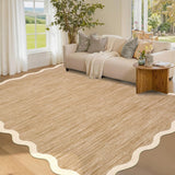 Garvee Scalloped Living Room Rug Washable Non Slip Area Rug for Bedroom Dining Room 5'x7' Camel - Camel