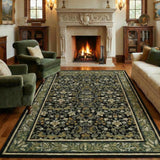 Garvee 8x10 Washable Area Rugs Boho Vintage Soft Non Slip Low Pile Indoor Stain Resistant Green Black for Living Room Bedroom Dining Room Office - Green Black