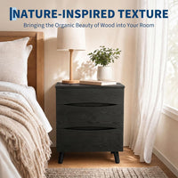 Garvee Compact 3-Drawer Bedside Cabinet Bedside Table - Space-Saving Storage End Table Cabinet, Sturdy Frame, Easy Assembly - Black