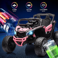 Garvee Ride - P Series: 12V Can-Am Ride-On UTV: Remote Control, Large Seat, Music, LED Lights, Spring Suspension, for Boys & Girls - Pink