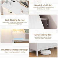 Garvee 8 Drawer Dresser with Power Outlet, White Dresser with LED Light, Modern Chest of Drawers for Closet, Double Wide Drawer Organizer Cabinet for Bedroom, Living Room