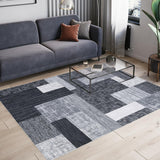 Garvee Geometric Grey 4x6 Washable Area Rug Modern Geometric Living Room Rug Non-Slip Stain Resistant Contemporary Patchwork Accent Rug Indoor Floor Carpet for Bedroom Entryway Laundry Room - Gray