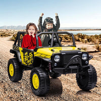 Garvee Ride - P Series: 2-Seater Ride On Truck for Kid, 24V Battery Powered Kids Car with Remote Control, 19" Extra Wide Seat, 2 Motors, Led Light, Enhanced Suspension - Yellow