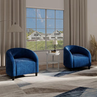 Garvee Accent Chair Armchair for Living Room Barrel Club Chair with Soft Padded Seat & Sturdy Legs for Bedroom Waiting Room Reception Chairs, Navy Blue