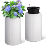 Garvee 29 Inch Tall Round Planters Set of 2 Flower Pots with a Water Level Monitor, Self Watering Insert and 2 Trays, for Living Room, Bedroom Office, Patio, Porch, Garden, White - White