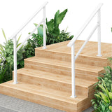 Garvee Hand Rails for Outdoor Steps, Metal Stair Railing Handrail, 4 Step，2 Pack, White - White
