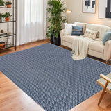 Garvee Machine Washable Living Room Rugs 9x12 Large Modern Printed Accent Carpet with Non-Slip Backing, Non-Shedding Contemporary Woven-Style Indoor Floor Carpet for Bedroom, Office, Blue - Blue