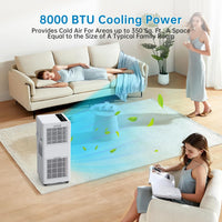 8,000 BTU Portable AC with Dehumidifier, Fan Modes, White