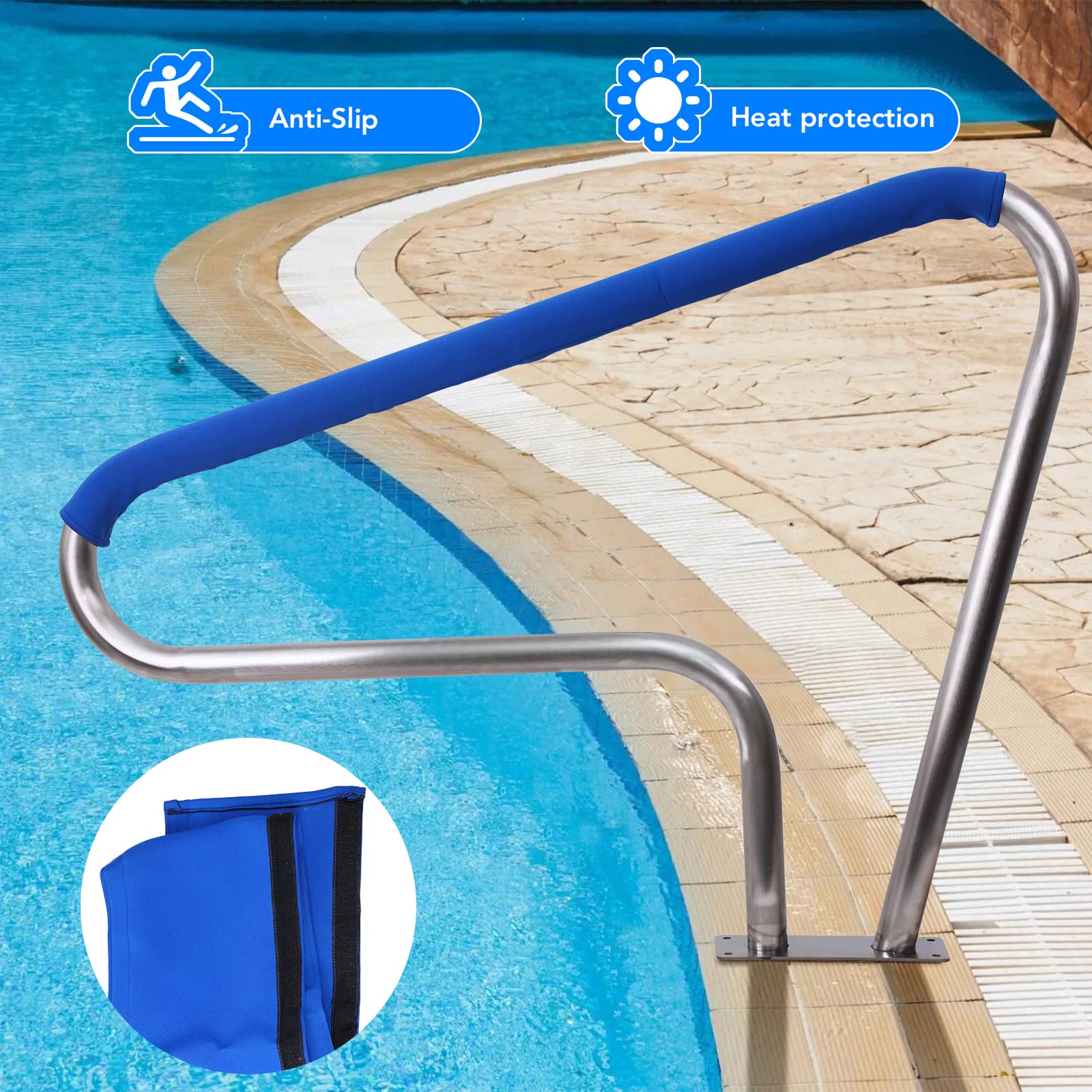 GARVEE Pool Handrail 48x36 Inch Swimming Pool Stair Rail 250LBS Load for Inground Pool