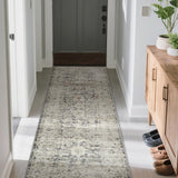 Garvee Area Rug Vintage Floral 2x6 Washable Soft Cashmere Cotton TPR Non-Slip for Living Room Bedroom Bathroom Kitchen Entryway Office - Green