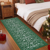 Garvee Traditional Christmas Green 2x6 Heavy Duty Washable Non-Slip & Stain Resistant Rug for Fireplace, Living Room, Entryway Holiday Decor - Green
