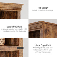 Garvee 5 Tier Bookcase, Farmhouse Book Shelf with Storage, Tall Book Case Wooden 5 Shelf Bookcase for Home Office, Living Room, Bed Room (Vintage, 67.4" H x 31.5" W x 12.8" D)