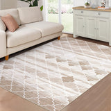 Garvee 8x10 Area Rug Modern Moroccan Machine Washable Area Rug for Living Room Bedroom Contemporary Geometric Non-Slip Stain Resistant Accent Rug Carpet for Home Decor Floor Decoration, Taupe - Brown & Khaki