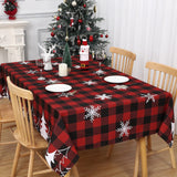 Garvee Christmas Rectangle Tablecloth Red and Black Buffalo Plaid Snowflake Waterproof Table Cover for Home Parties Holiday Dinner Party Decoration, 52x70 Inch - Red