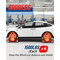 Garvee Car Wheel Dolly Set of 4 Heavy Duty Vehicle Mover with Brakes for Cars, Trucks, Trailers, Motorcycles, Red, 6000LBS Capacity