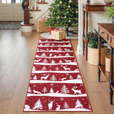 Garvee Red 2x6 Runner Rug Washable Non Slip Indoor Christmas Rug with Xmas Tree Reindeer Snowflake for Kitchen Entryway Living Room Bedroom - Red