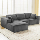 Garvee 108" Modular Sectional Sofa Cloud-Like L-Shaped Couch with Chaise Lounge Convertible Compression Sleeper No Assembly Required Corduroy Fabric for Living Room Bedroom Apartment