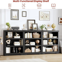Garvee 3 Tier Bookshelf, 39.4" Tall Farmhouse Bookcase with Adjustable Shelves, 31.5" W Floor Standing Open Display Storage Rack with Anti-Slip Design for Home Office, Balcony, Library, Study / Living Room, Black