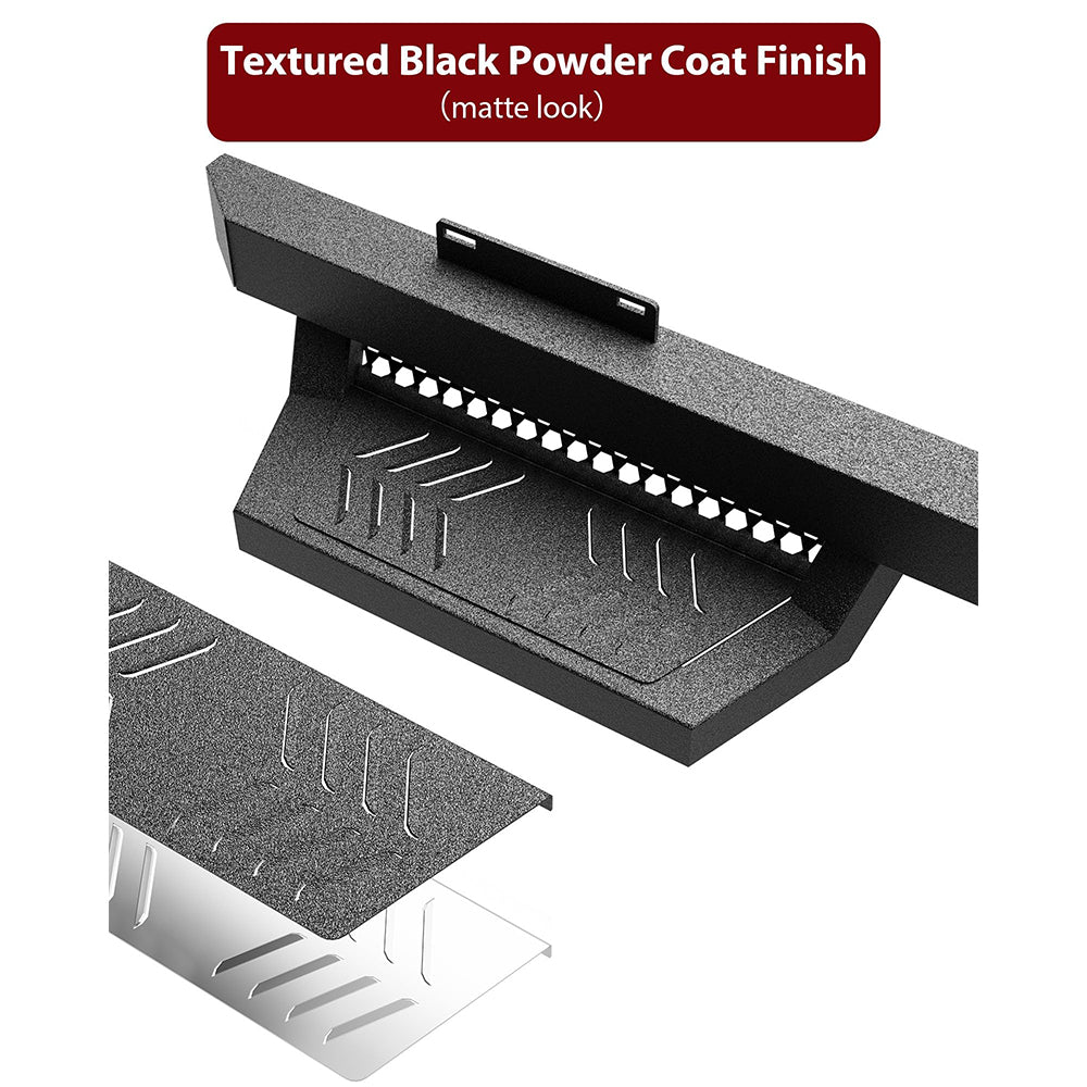 Garvee Running Boards Drop Side Steps for 2007-2018 Chevy Silverado Sierra 1500 Crew Cab; 2007-2019 2500 3500HD Crew Cab, Textured Black Truck Nerf Bars
