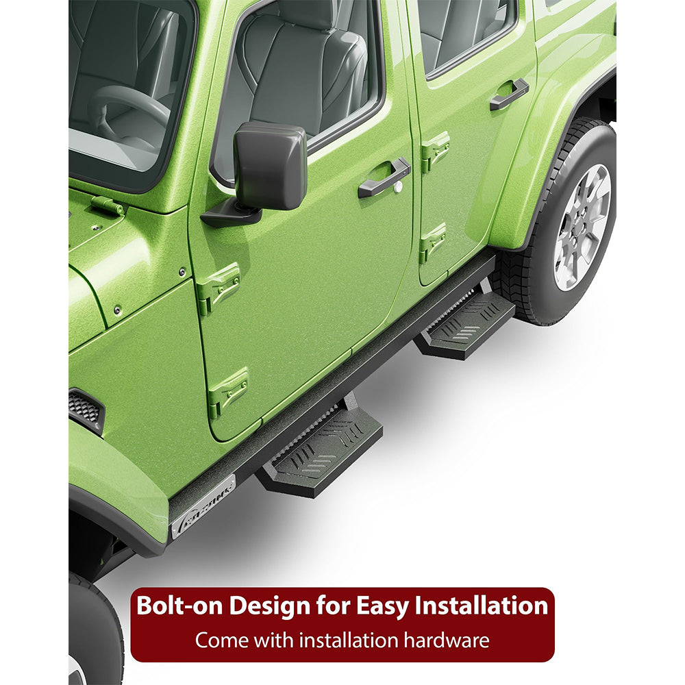 Garvee Running Boards Drop Side Steps for 2007-2018 Chevy Silverado Sierra 1500 Crew Cab; 2007-2019 2500 3500HD Crew Cab, Textured Black Truck Nerf Bars