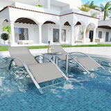 Garvee Outdoor Chaise Lounge Set of 2 Adjustable Reclining Poolside Chairs, Weather-Resistant, Heavy-Duty & Comfortable Sunbathing Loungers, Light Topaz - Light Topaz