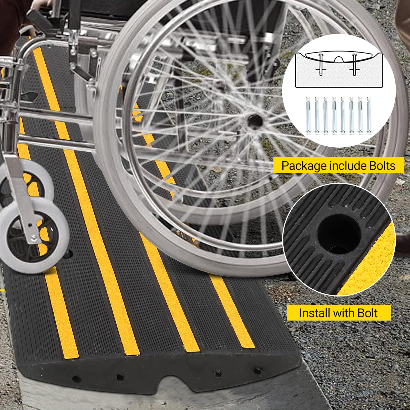 GARVEE Heavy Duty Rubber Curb Ramp - 50T Capacity for Safe Access