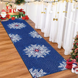 Garvee Christmas Runner 2x6 Snowflake Washable Rug Runner Non Slip Vintage Red Blue for Hallways Kitchen Bedroom - Blue