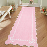 Garvee Scalloped Bow Rug Solid Pink Washable Non Slip 2x6 for Living Room Nursery Bedroom Decor - Pink