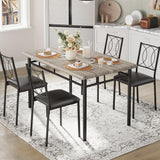 Garvee Dining Table Set for 4 with Upholstered Chairs for Small Kitchens and Apartments, Grey, 43.3"L x 27.5"W x 29.9"H - Grey