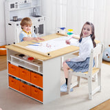 Garvee Kids Art Table and Chairs Set, Living and Learning Kids' Art Table and Stool Set with Large Storage Desk and Portable Art Supply Organizer, Kids Activity Table, Wooden Drawing and Painting Desk, Yellow & White - Yellow