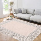 Garvee Area Rugs 10x13, Washable Foldable Rug for Bedroom Non Shedding Living Room Anti-Slip Rubber,Easy Care, Pearl Velvet Washed Back Folding Printed Carpet for Dining Room Creative Streak Pattern,Beige - Beige