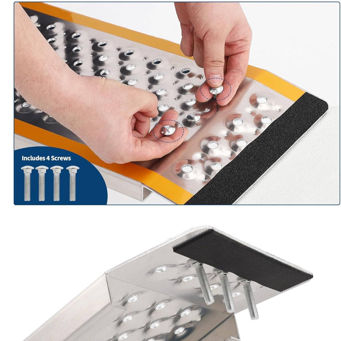 Garvee Aluminum Lawn Mower Ramps 57" Long 9" Wide 1000 lbs Capacity Anti-Slip Punch Plate Surface Lightweight Sturdy Shed Access