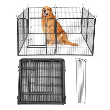 Garvee Outdoor Dog Playpen, 40"H Heavy Duty Metal Pet Exercise Pen, Metal Dog Fence with Gate, Pet Fence for Large/Small Dogs, Portable Dog Fence for RV Camping, Yard, Garden, 8 Panels