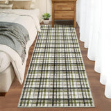 Garvee Modern Green & Taupe 2x6 Runner Rug Non-Slip Washable Kitchen Runner Pearl Velvet Soft Surface Stain Resistant - Green & Taupe