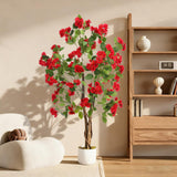 Garvee Artificial Osmanthus Tree 4 ft Faux Plant in Pot Indoor Outdoor Decor Red