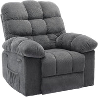Garvee Manual Recliner Chair for Living Room, Overstuffed Fabric Reclining Sofa with Side Pockets, Ergonomic Upholstered Lazy Chair with Q235 Steel Frame for Adults (Grey)